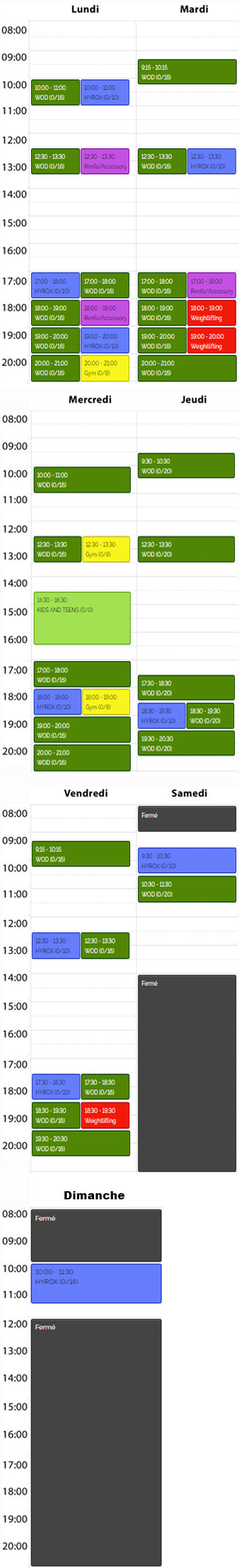 le planning crossfit venelles