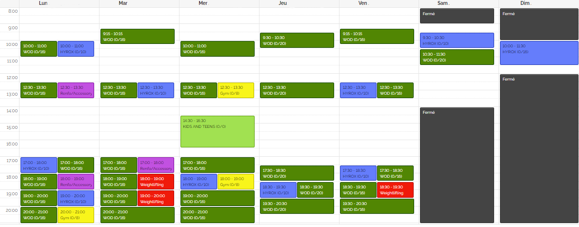 le planning crossfit venelles